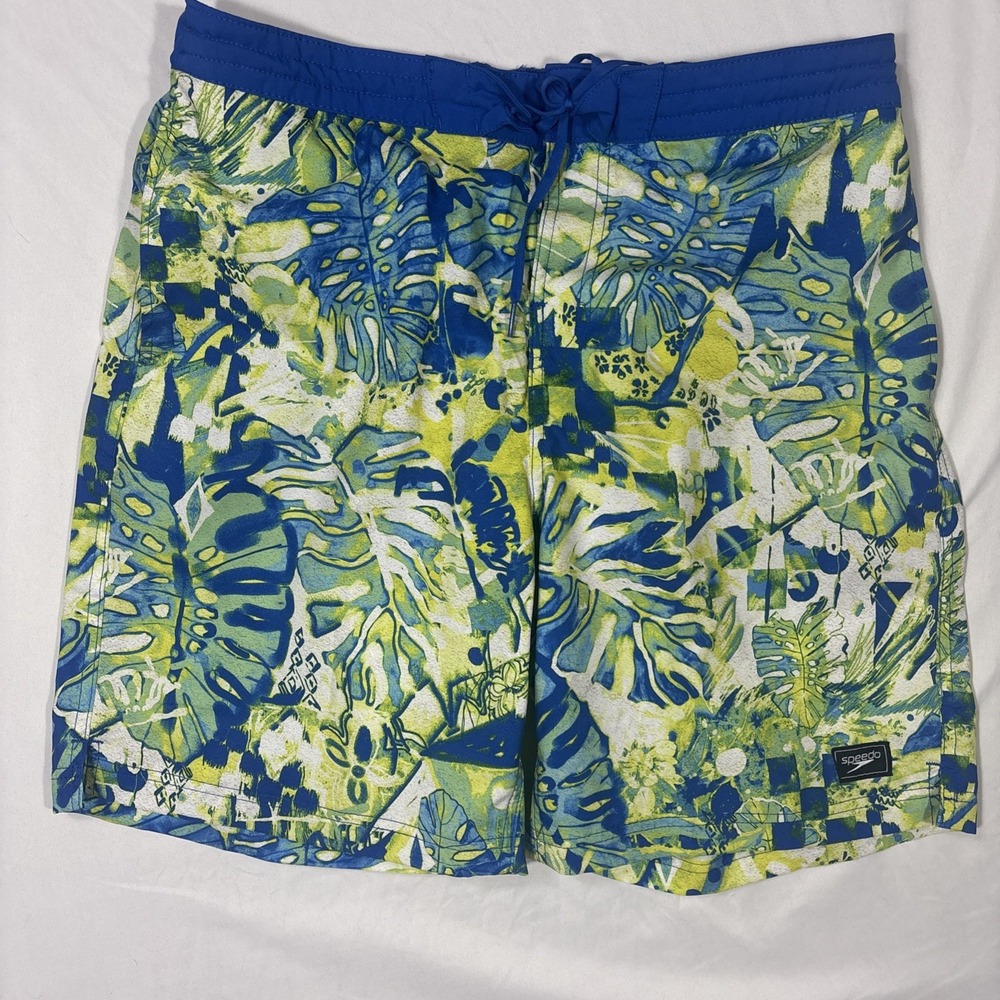 Speedo Mens Hybrid Square Leg Swim Shorts Harlequin Green Floral XL